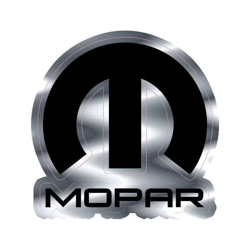 Mopar - Black M With Name - Silver Chrome Vinyl Decal - Custom Size