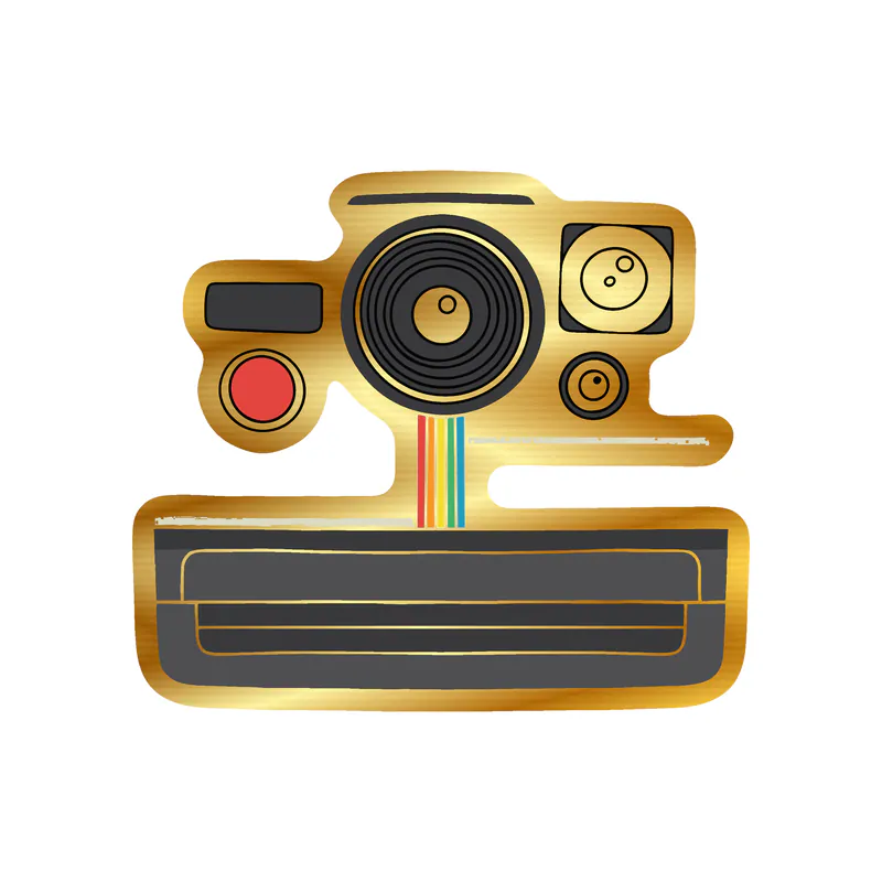 Polaroid Camera Gold Chrome Vinyl Decal - Custom Size