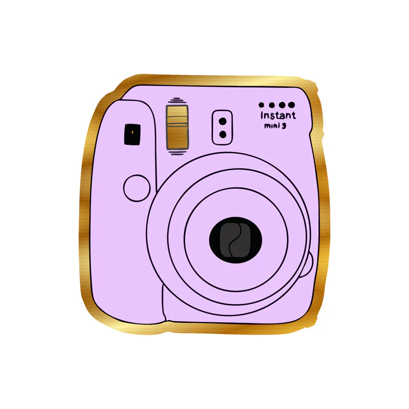 Polaroid Camera Gold Chrome Vinyl Decal - Custom Size