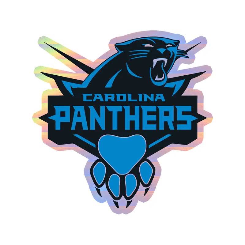 Carolina Panthers Holographic Vinyl Decal - Paw - Custom Size