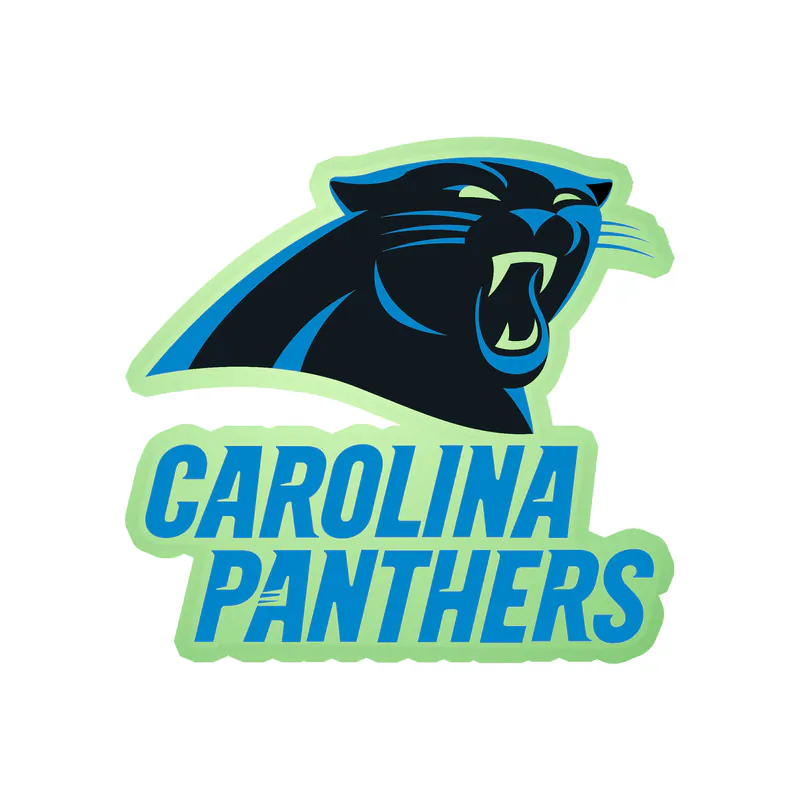 Carolina Panthers Glow in the Dark Vinyl Decal - Panther's Head with Wording - Custom Size