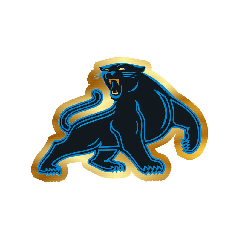 Carolina Panthers Gold Chrome Vinyl Decal - Panther - Custom Size