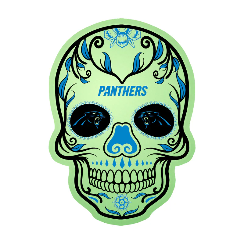 Carolina Panthers Glow in the Dark Vinyl Decal - Sugar Skull - Custom Size