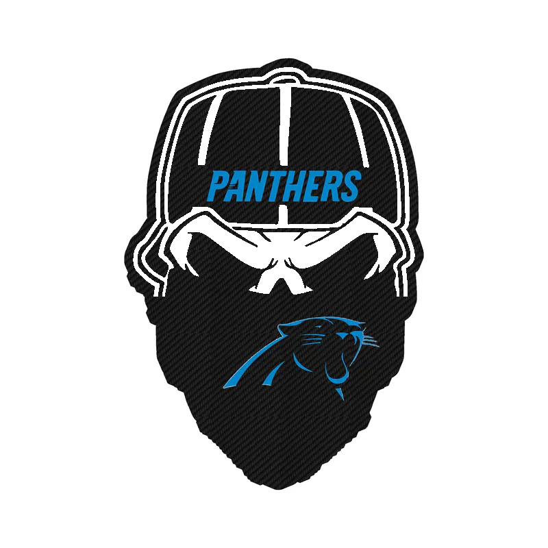 Carolina Panthers Carbon Fiber Vinyl Decal - Skull - Custom Size