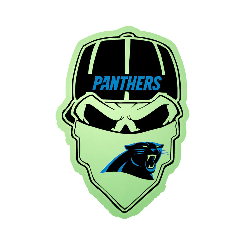 Carolina Panthers Glow in the Dark Vinyl Decal - Skull - Custom Size
