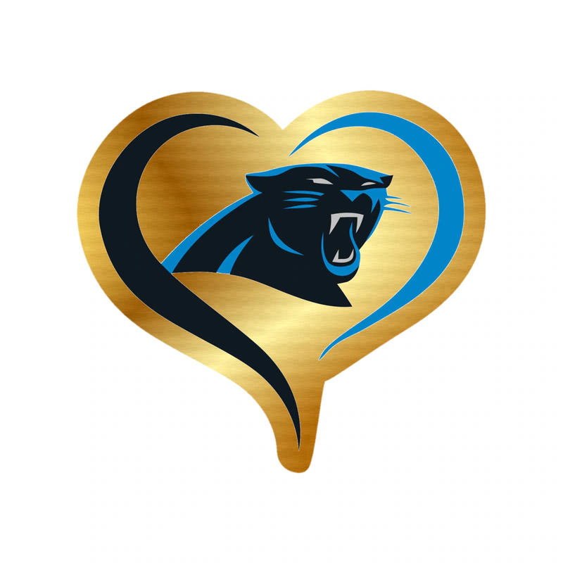 Carolina Panthers Gold Chrome Vinyl Decal - Hear - Custom Size