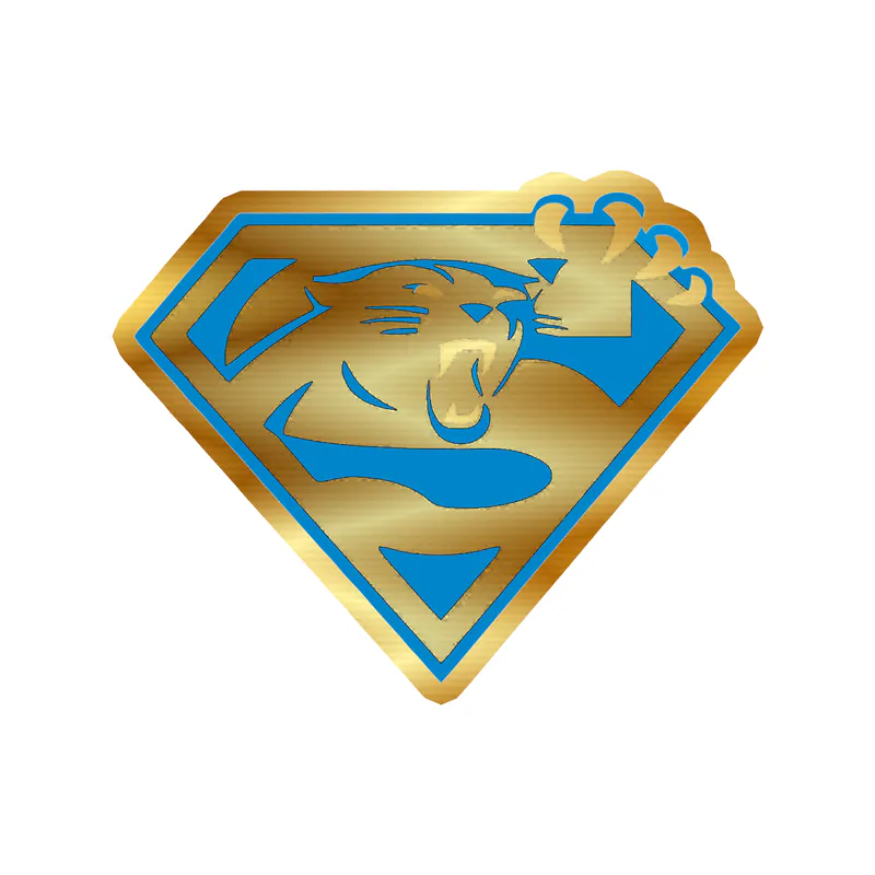 Carolina Panthers Gold Chrome Vinyl Decal - Superman - Custom Size