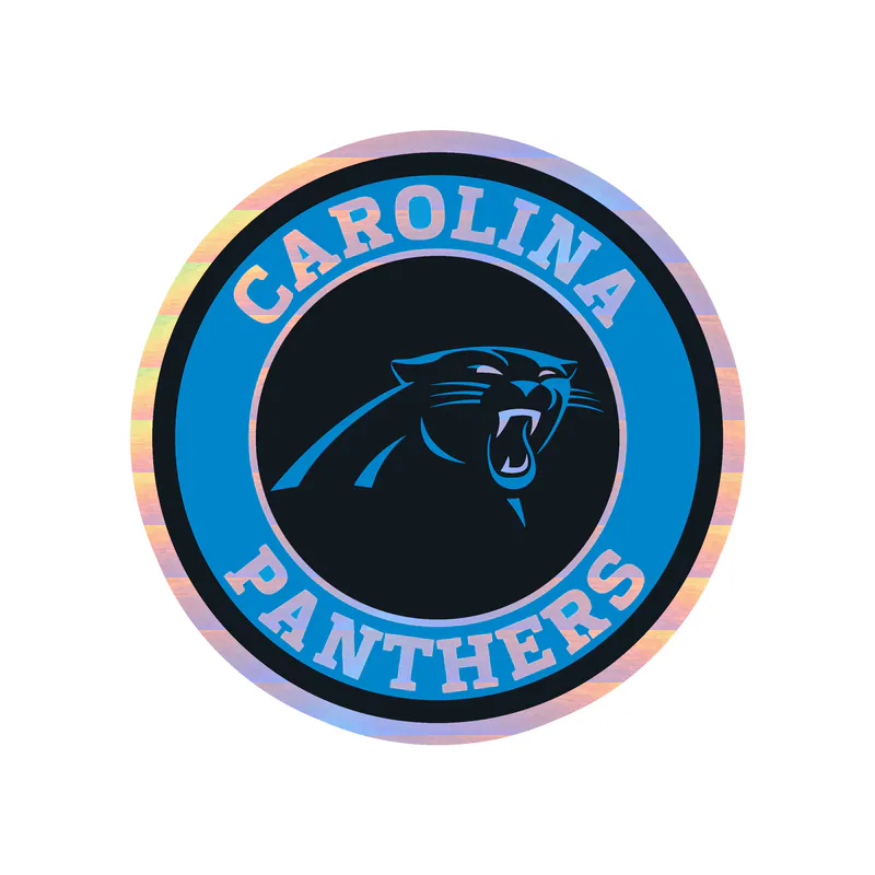 Carolina Panthers Holographic Vinyl Decal - Circle with Panther - Custom Size