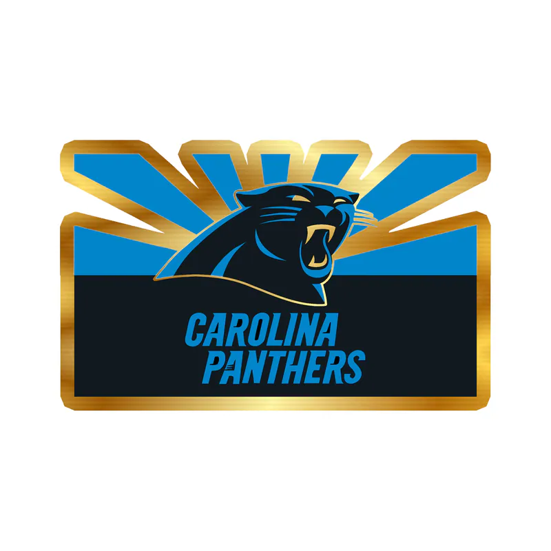 Carolina Panthers Gold Chrome Vinyl Decal - Rectangle - Custom Size