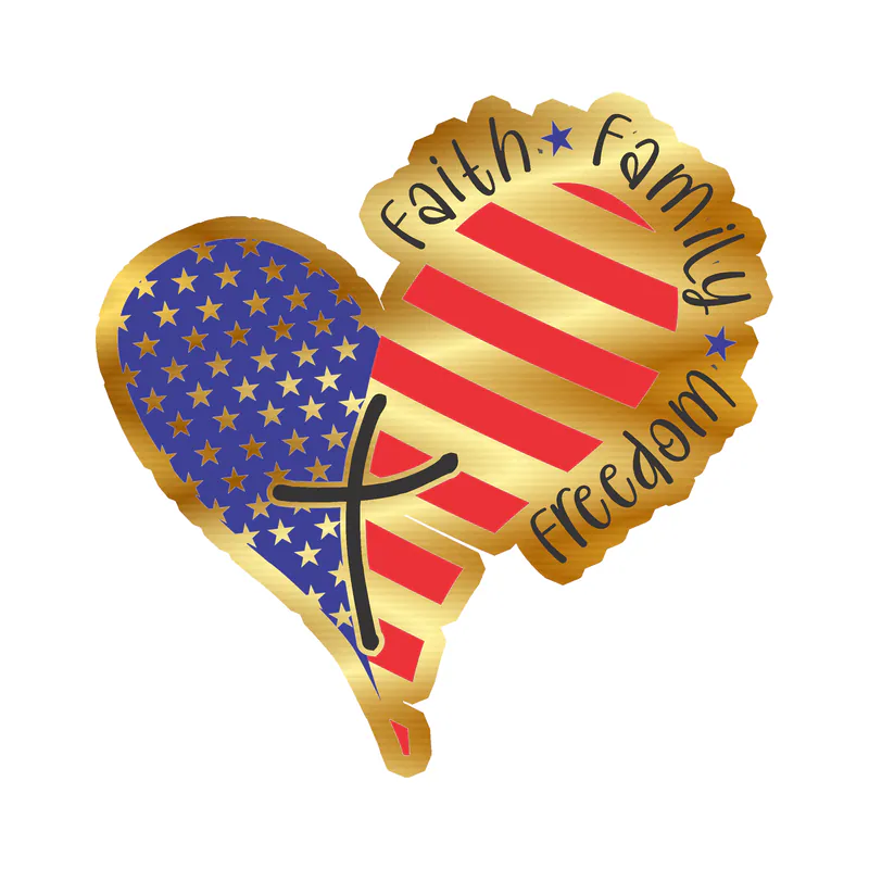 Faith Family Freedom - Gold Chrome Vinyl Decal