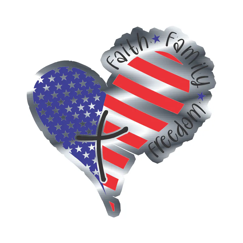 Faith Family Freedom - Silver Chrome Vinyl Decal