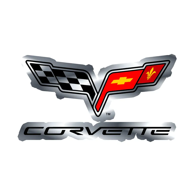 Corvette Logo Silver Chrome Vinyl Decal
