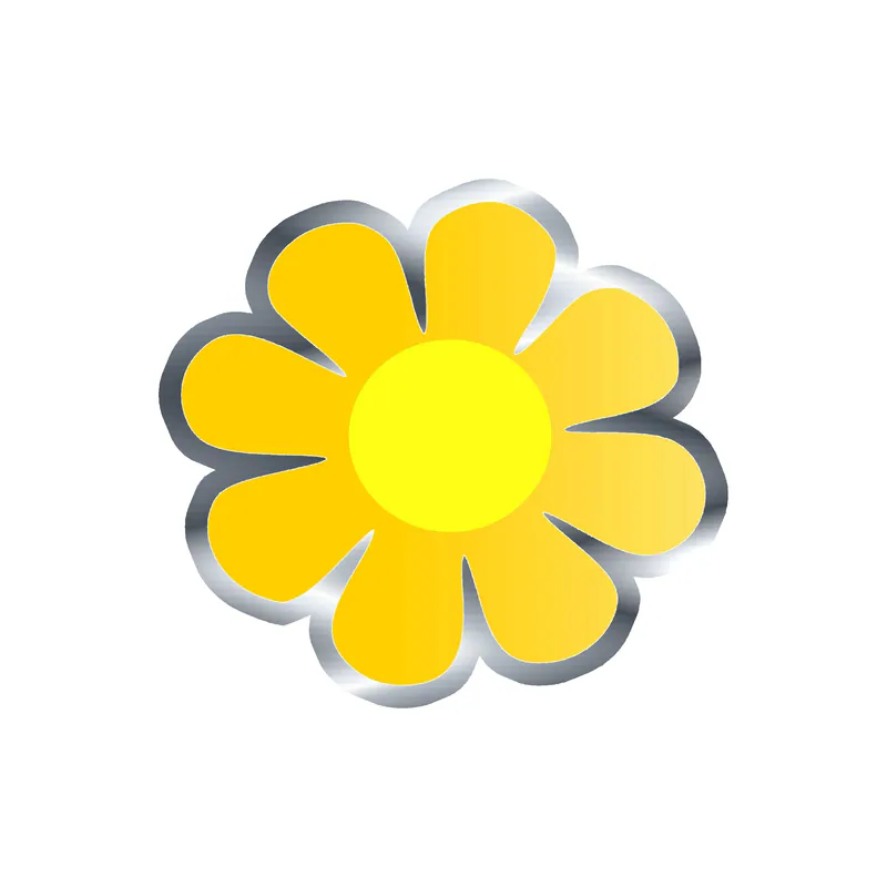 Flower Silver Chrome Vinyl Decal - Custom Size