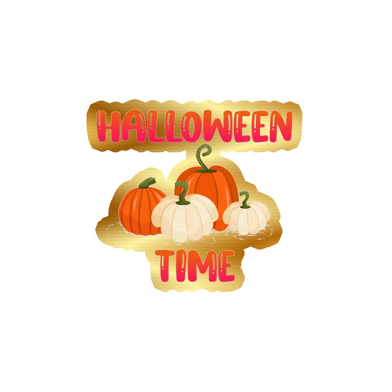 Halloween Time Gold Chrome Vinyl Decal - Custom Size