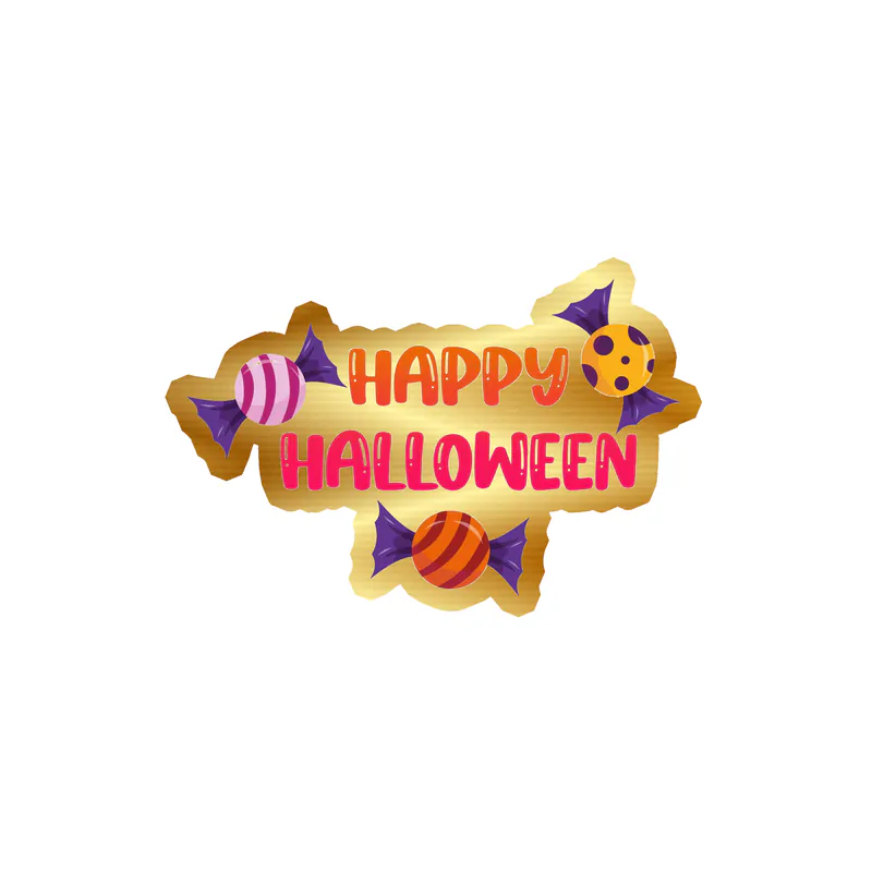 Happy Halloween Gold Chrome Vinyl Decal - Custom Size