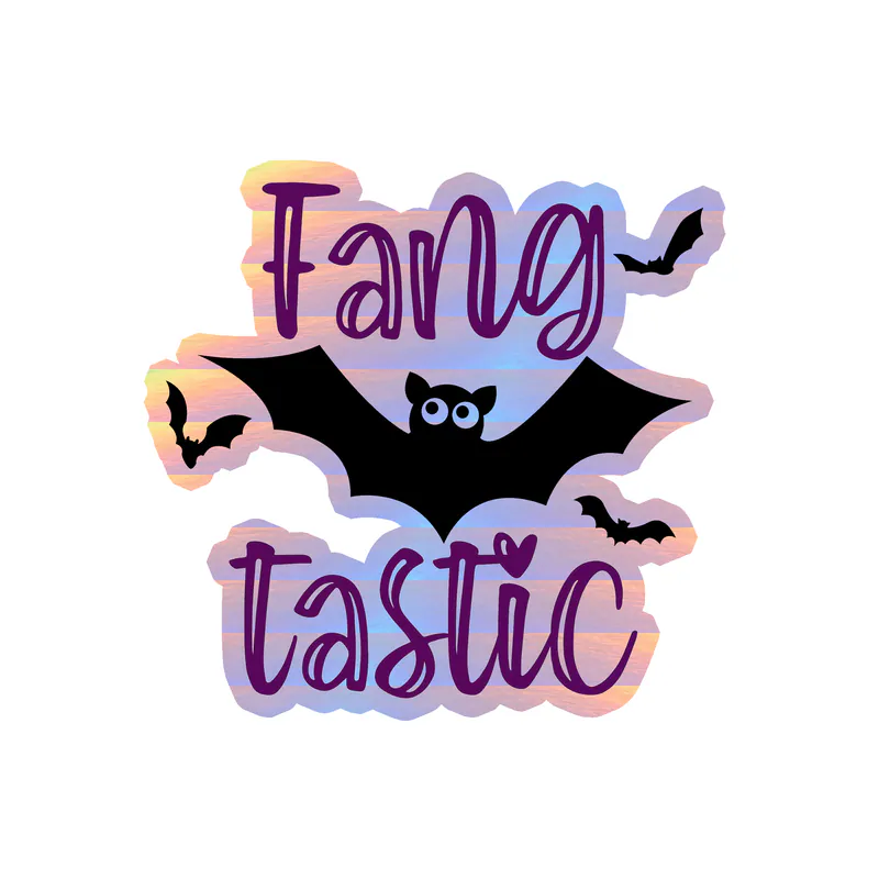 Fang-tastic Holographic Vinyl Decal - Custom Size