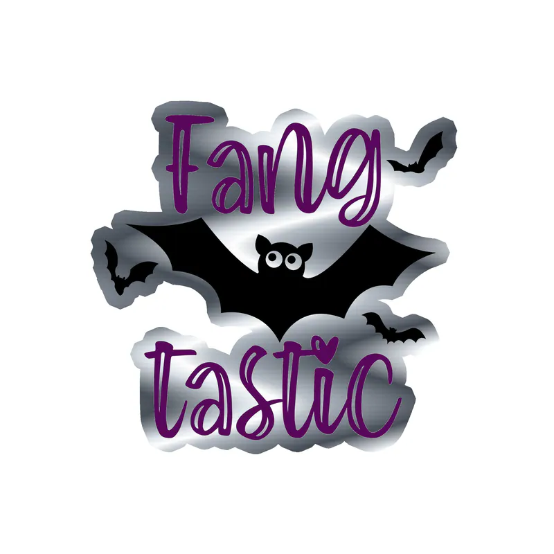 Fang-tastic Silver Chrome Vinyl Decal - Custom Size