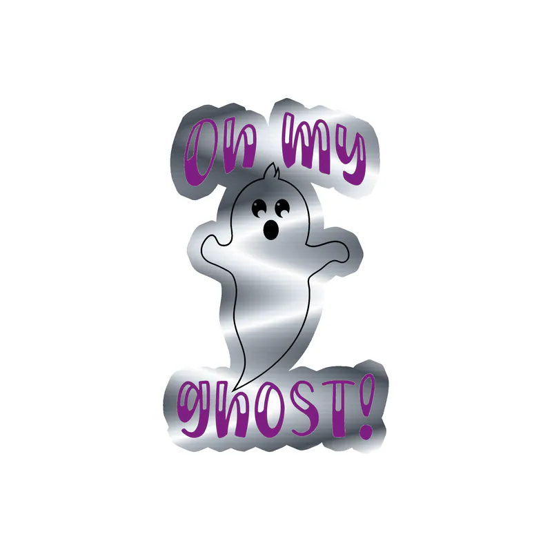 One Cool Ghoul Silver Chrome Vinyl Decal - Custom Size