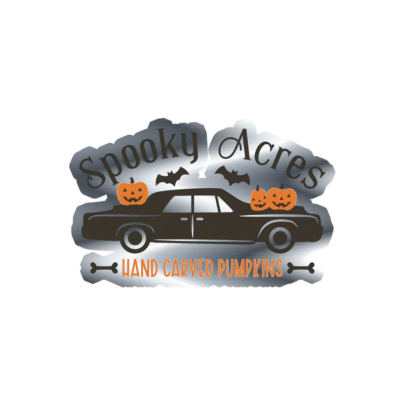 Halloween Silver Chrome Vinyl Decal - Custom Size