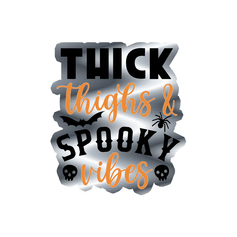Halloween Silver Chrome Vinyl Decal - Custom Size