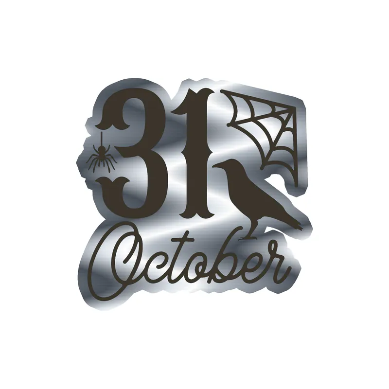 Halloween Silver Chrome Vinyl Decal - Custom Size