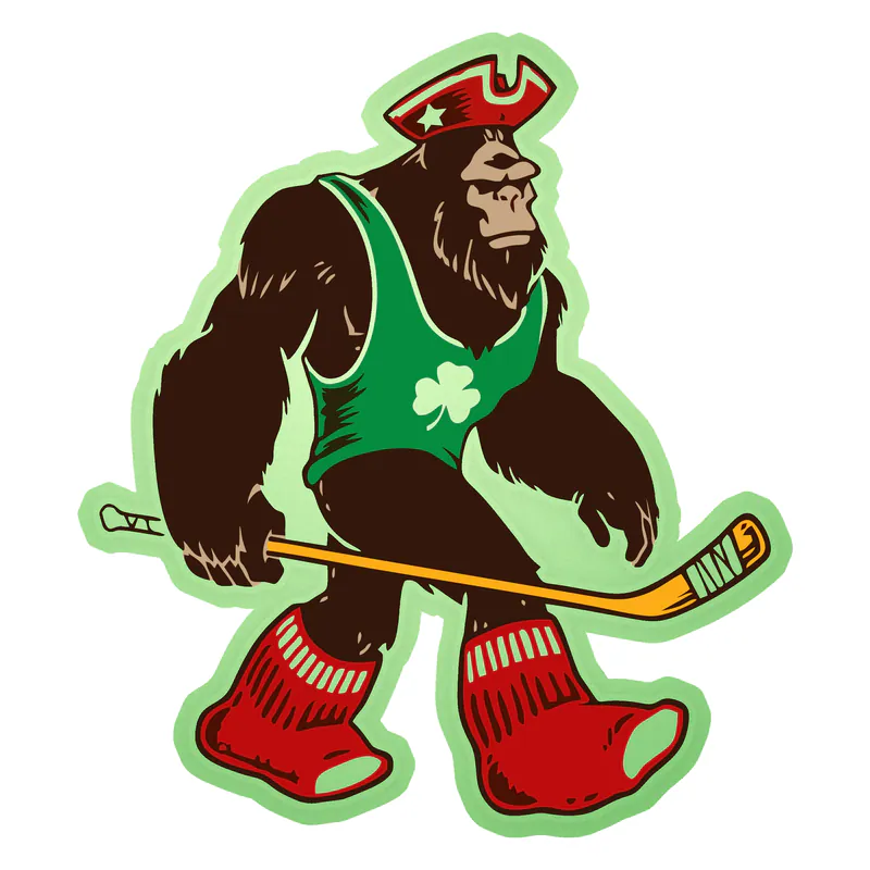 Boston Massquatch Mashup - Glow in the Dark Vinyl Sticker - Custom Size