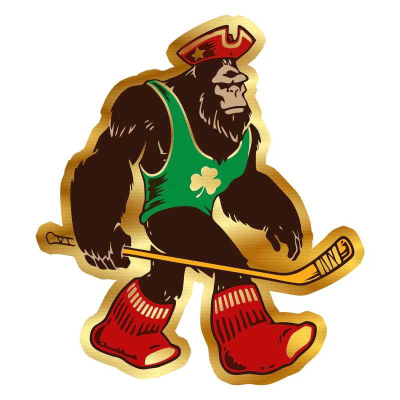 Boston Massquatch Mashup - Gold Chrome Vinyl Sticker - Custom Size