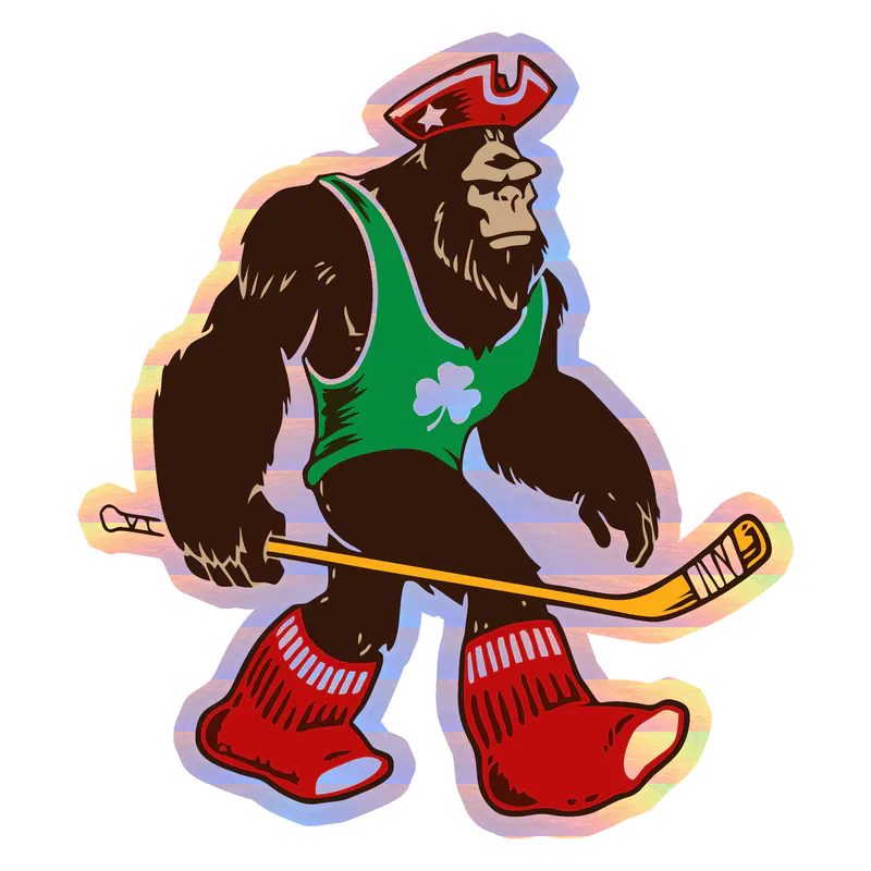 Boston Massquatch Mashup - Holographic Vinyl Sticker - Custom Size