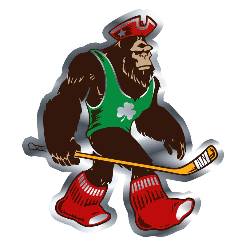 Boston Massquatch Mashup - Silver Chrome Vinyl Sticker - Custom Size