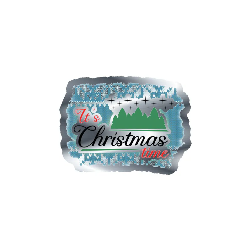 It's Christmas Time Silver Chrome Vinyl Sticker - Custom Size