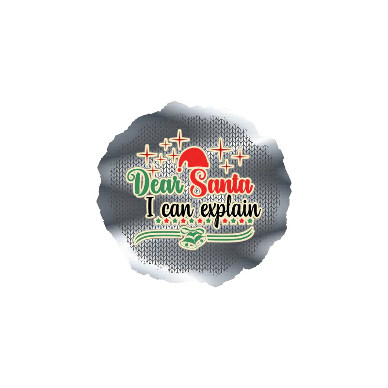 Dear Santa I Can Explain Silver Chrome Vinyl Sticker - Custom Size