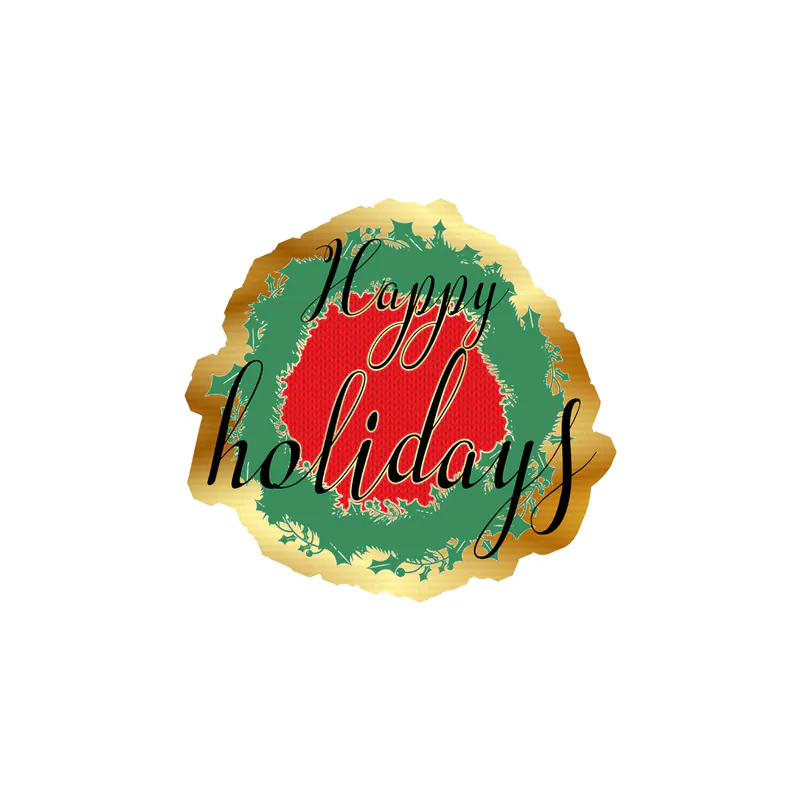 Happy Holidays Gold Chrome Vinyl Sticker - Custom Size