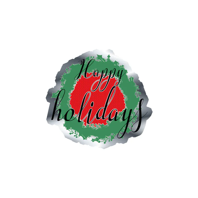 Happy Holidays Silver Chrome Vinyl Sticker - Custom Size