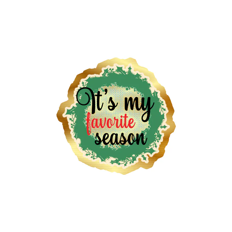 Christmas Season Gold Chrome Vinyl Sticker - Custom Size