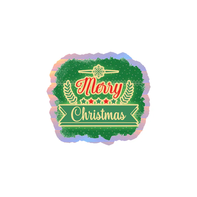 Merry Christmas Holographic Vinyl Sticker - Custom Size