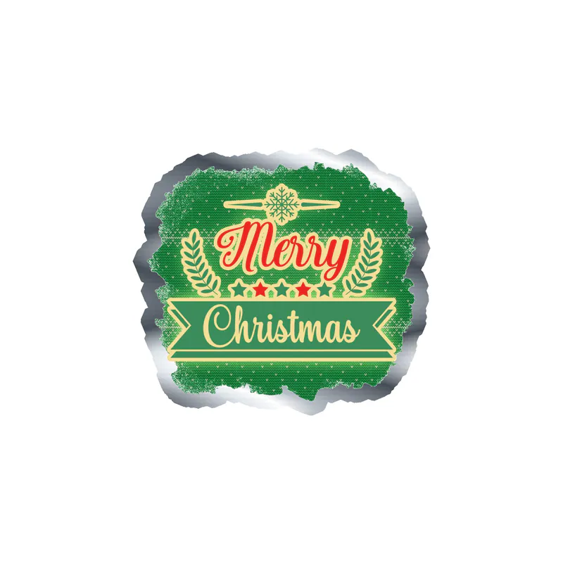 Merry Christmas Silver Chrome Vinyl Sticker - Custom Size