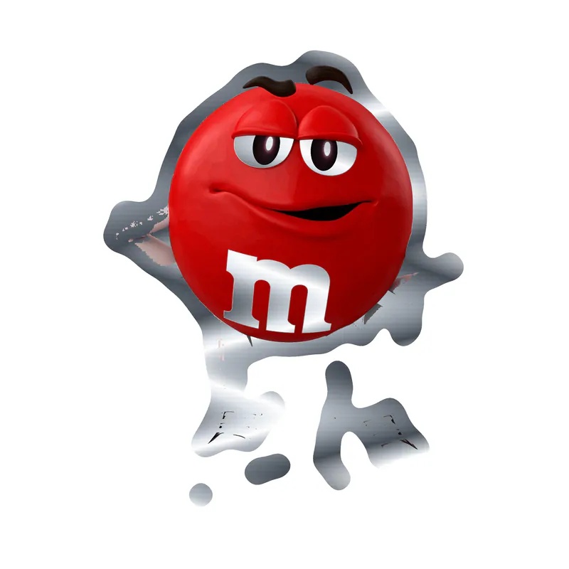M & M Red - Silver Chrome Vinyl Decal