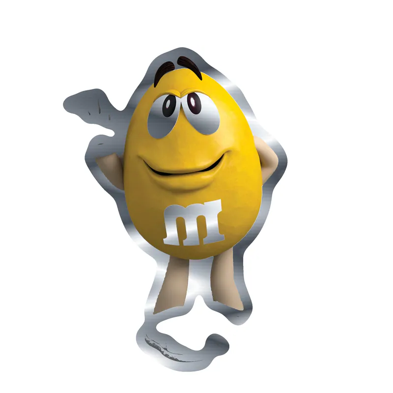 Yellow M & M - Silver Chrome Vinyl Decal