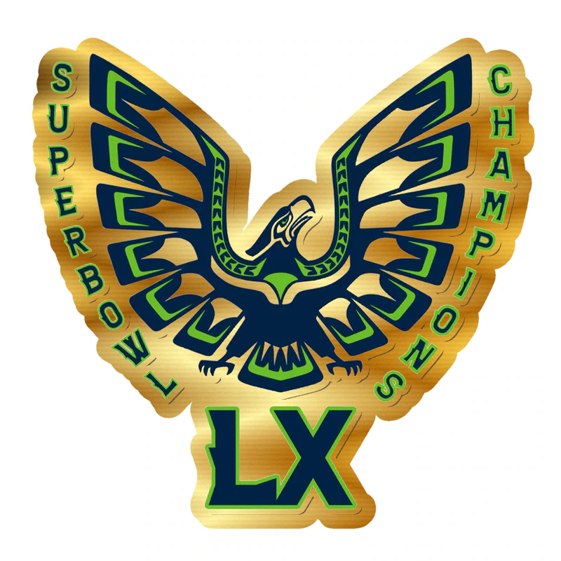 Seattle Seahawks - Super Bowl LX - Gold Chrome Vinyl Sticker - Custom Size