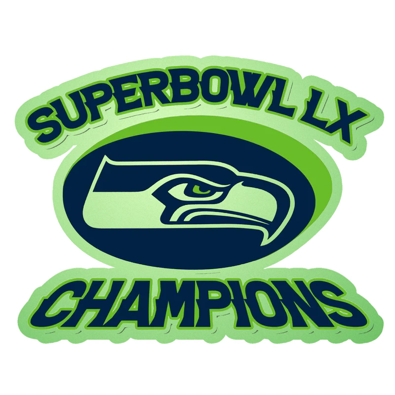 Seattle Seahawks - Super Bowl LX 2 - Glow in the Dark Vinyl Sticker - Custom Size