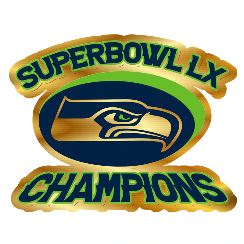 Seattle Seahawks - Super Bowl LX 2 - Gold Chrome Vinyl Sticker - Custom Size