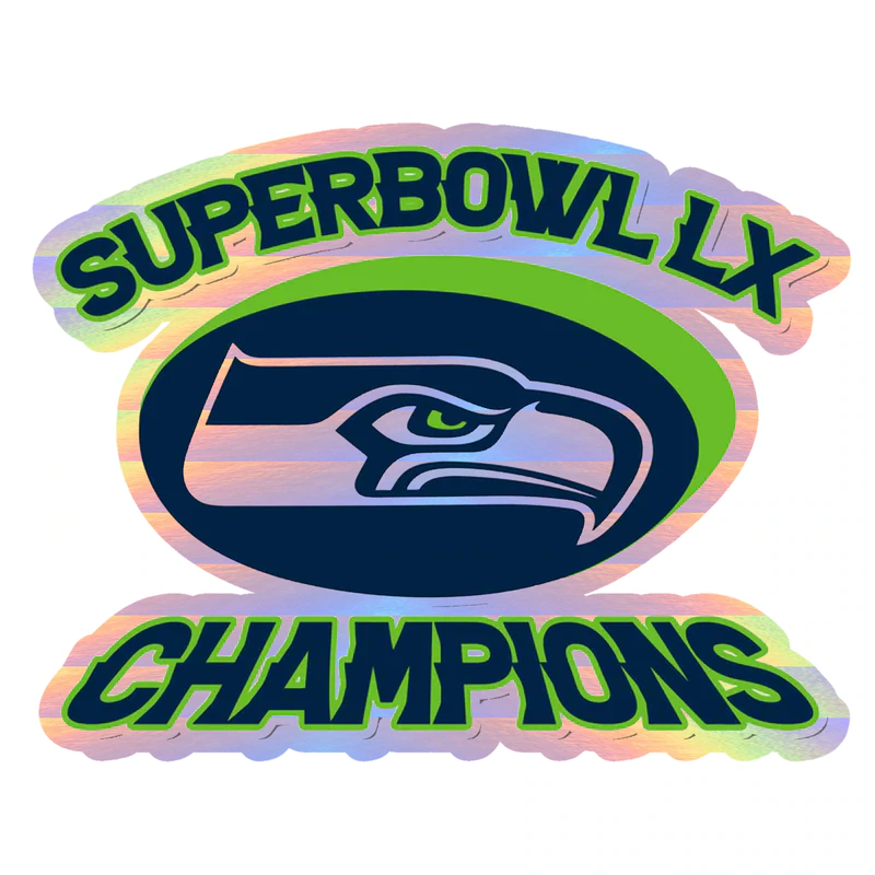 Seattle Seahawks - Super Bowl LX 2 - Holographic Vinyl Sticker - Custom Size