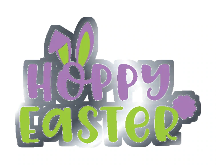 Hoppy Easter - Silver Chrome Vinyl Sticker - Custom Size