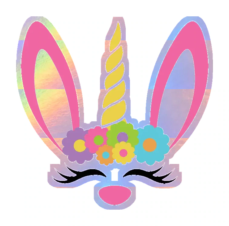 Unicorn Bunny - Holographic Vinyl Sticker - Custom Size