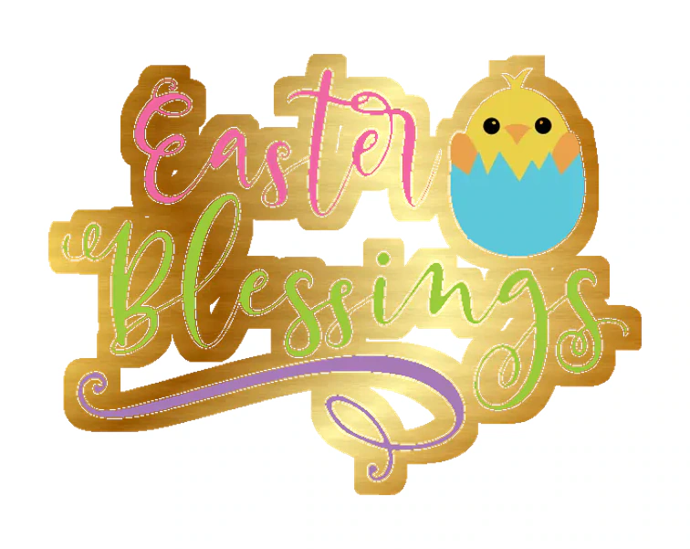Easter Blessings - Gold Chrome Vinyl Sticker - Custom Size