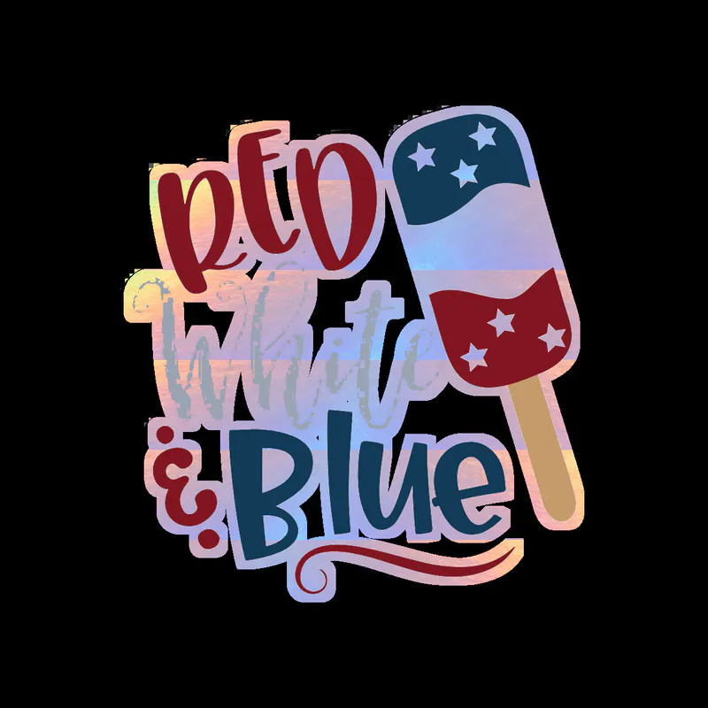 Red White and Blue - Holographic Vinyl Sticker - Custom Size