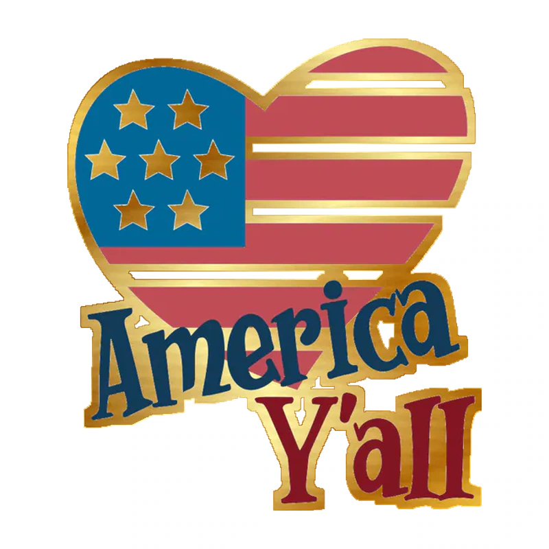 America Yall - Gold Chrome Vinyl Sticker - Custom Size