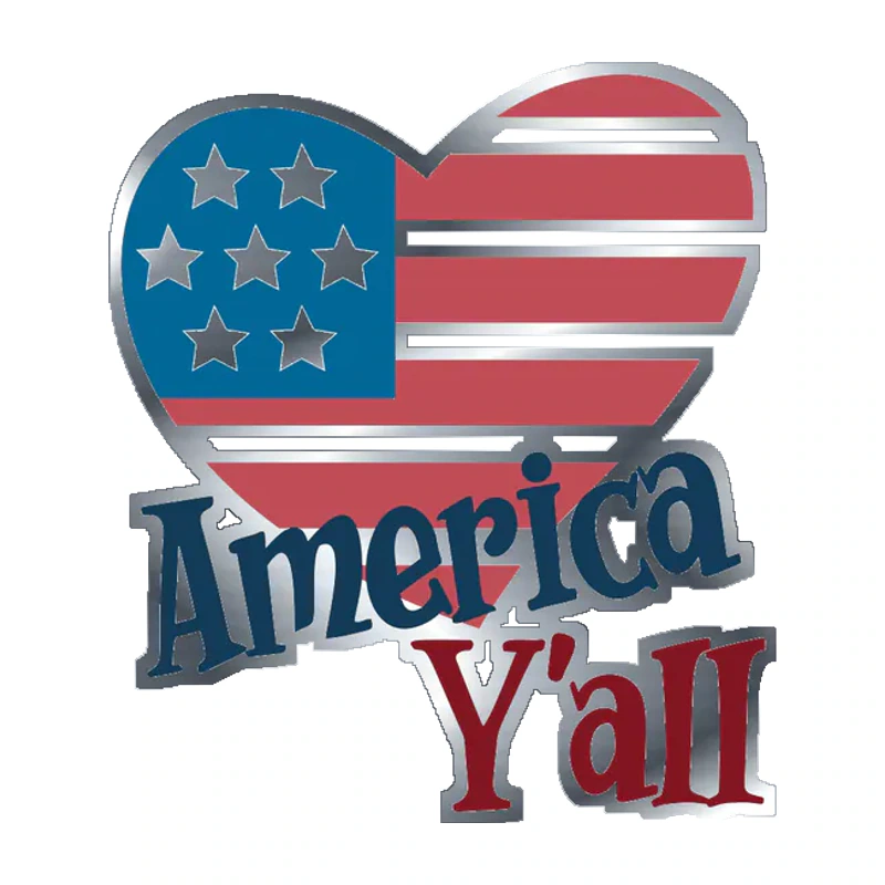 America Yall - Silver Chrome Vinyl Sticker - Custom Size