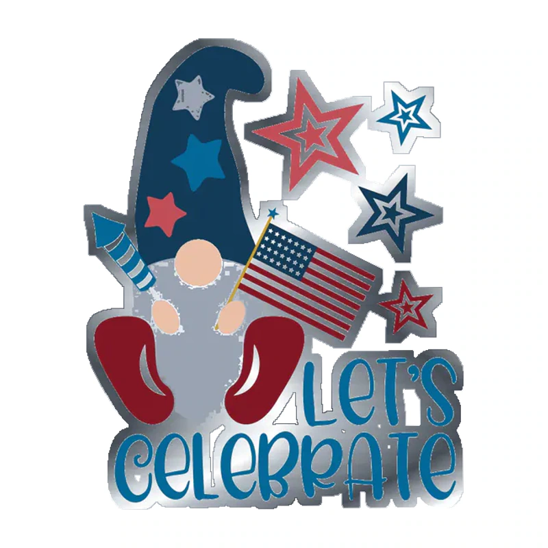 Lets Celebrate - Silver Chrome Vinyl Sticker - Custom Size