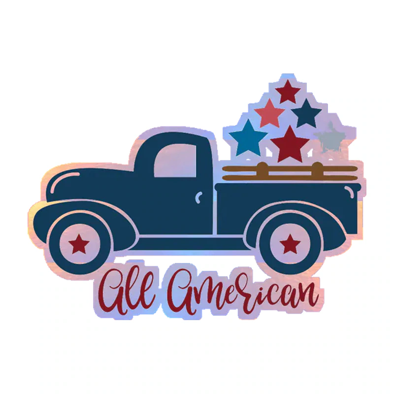 All American - Holographic Vinyl Sticker - Custom Size